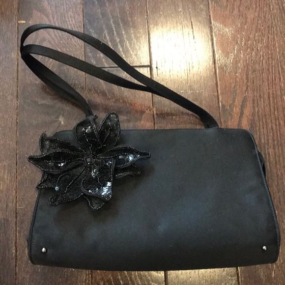 Ann Taylor black satin evening bag - Picture 1 of 9
